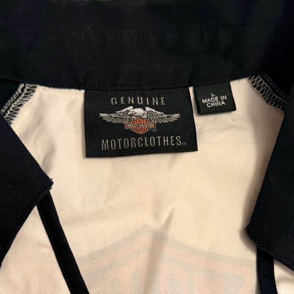 Harley-Davidson Black and White Collared Shirt - Picture 2 of 6